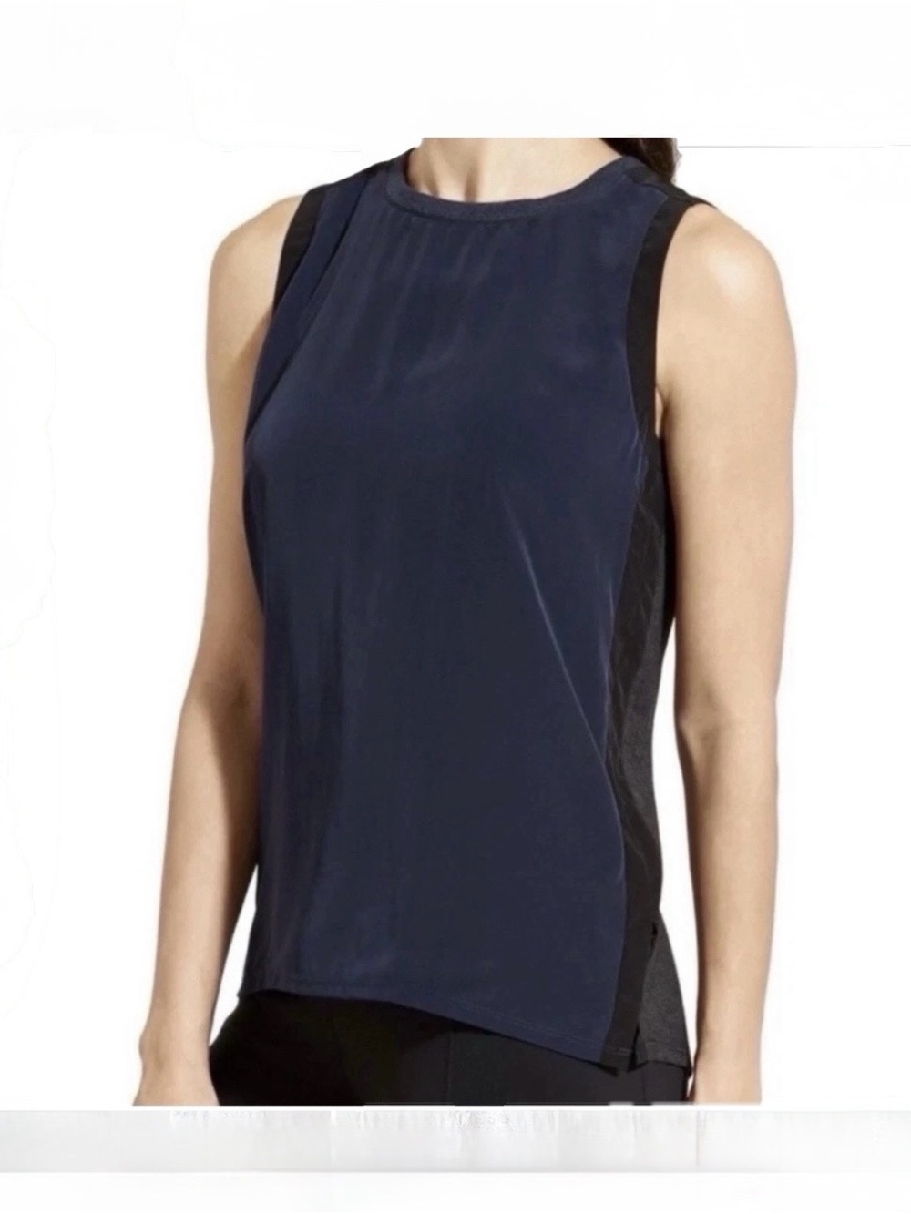 Athleta Women's Mixed Media Tank Navy Black Size XS Yoga Workout Sport Athletic